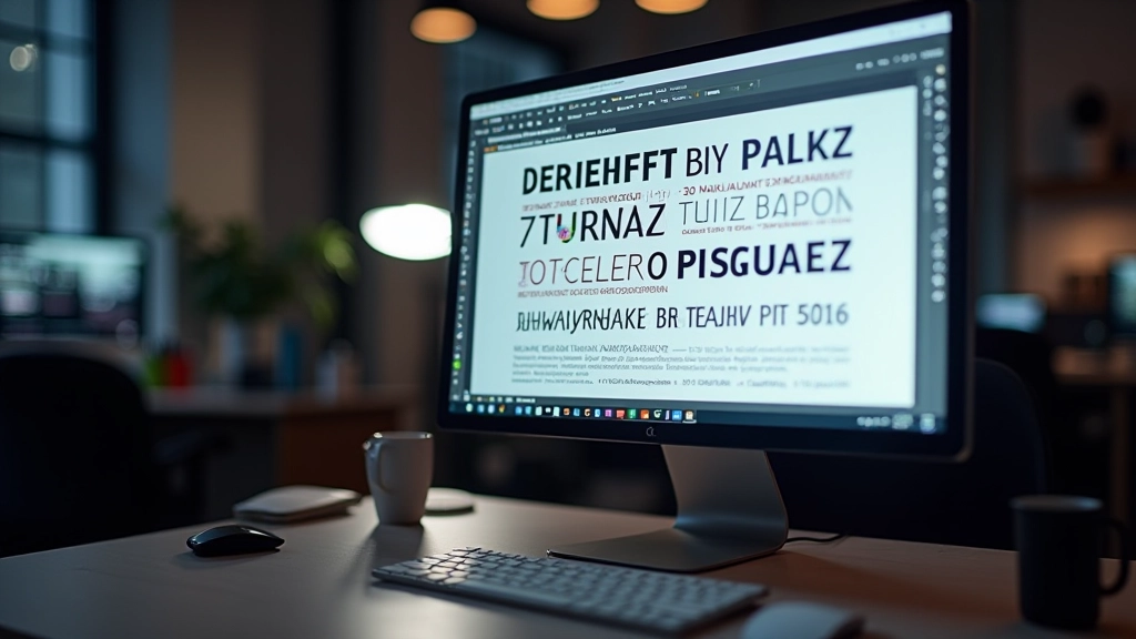 Typografie a písma zobrazená v designovém nástroji na počítačovém monitoru